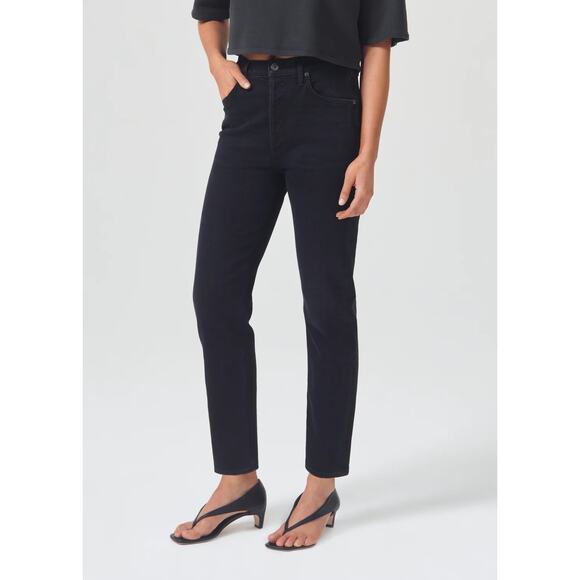 AGOLDE Riley Long High Rise Straight Jean Button Fly Stretch Compilation Size 26 - Picture 2 of 12